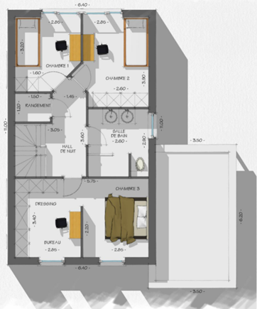 ET 3 ch et 1 douche italienne